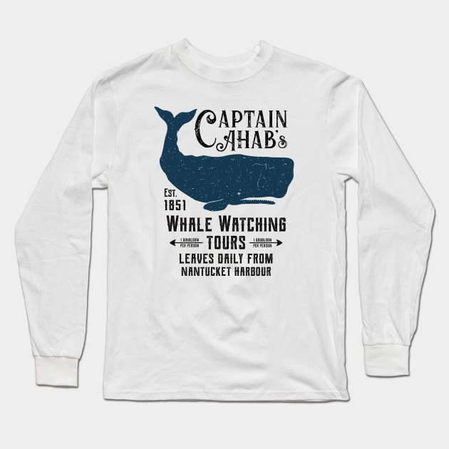 Moby Dick - Ahab's Whale Watching Tours Long Sleeve T-Shirt by IncognitoMode